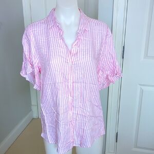 Beachlunchlounge Pink and White Striped Blouse-Sz S